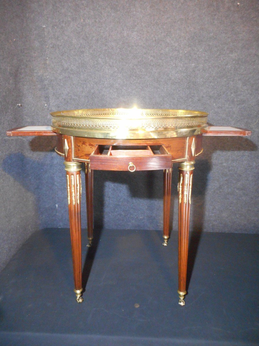 Table Bouillotte En Acajou Et Bronze Doré époque XVIIIe
