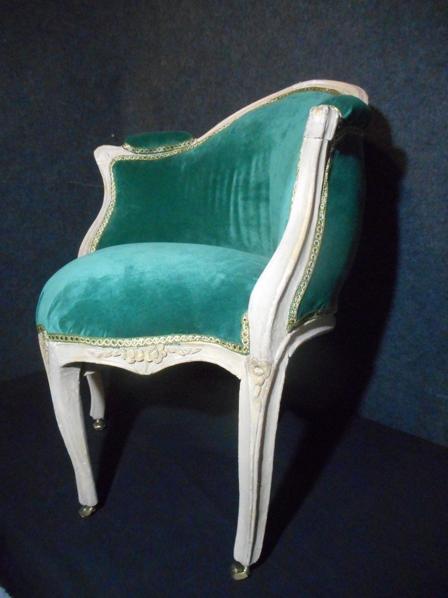 Fauteuil De Bureau En Bois Laqué époque XVIIIe-photo-2
