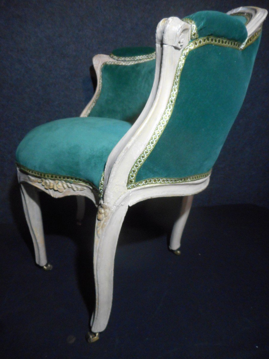Fauteuil De Bureau En Bois Laqué époque XVIIIe-photo-4