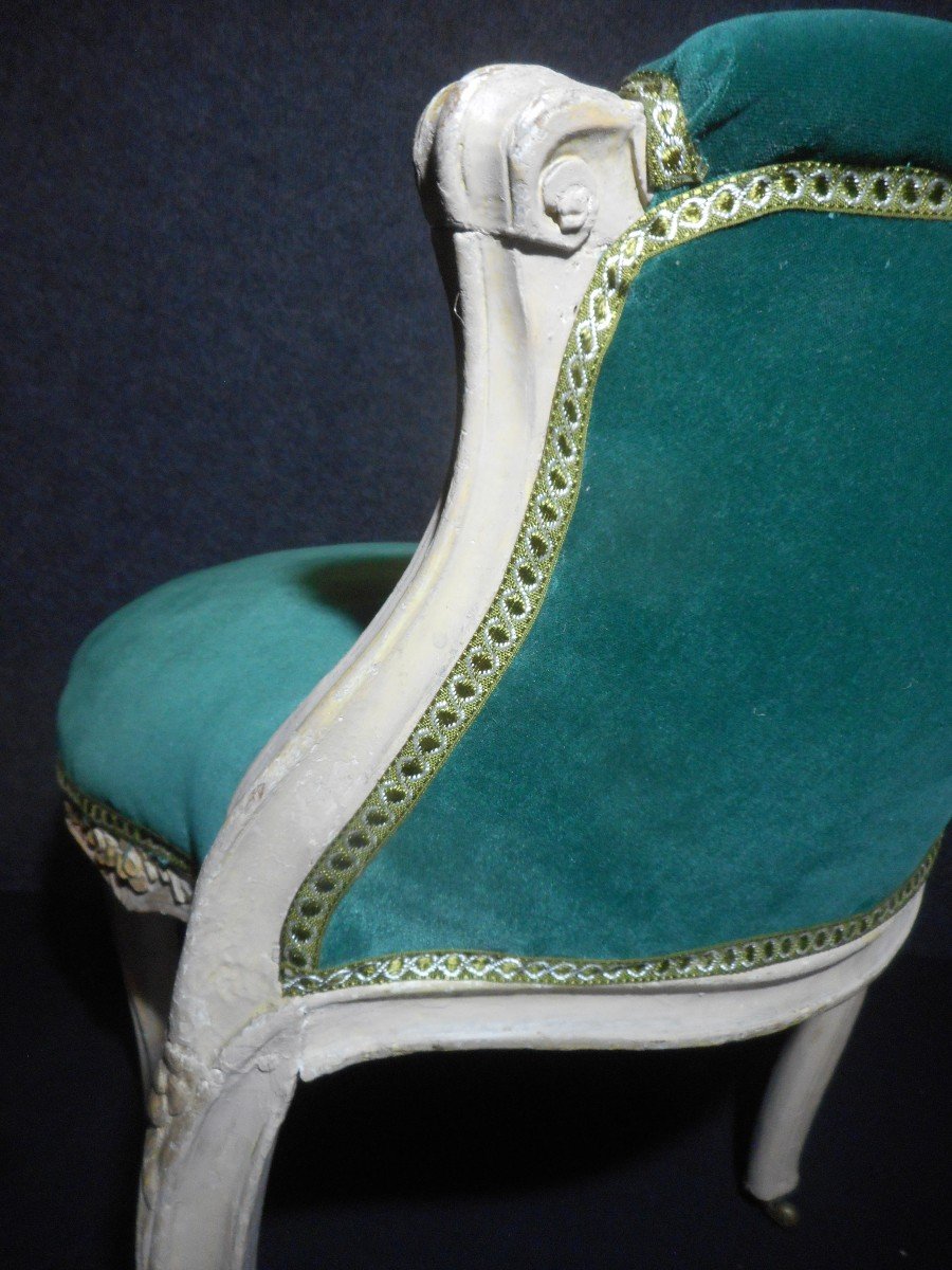 Fauteuil De Bureau En Bois Laqué époque XVIIIe-photo-5