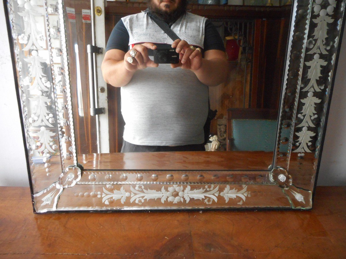 Grand Miroir Vénitien A Parclose époque Début XXe-photo-4