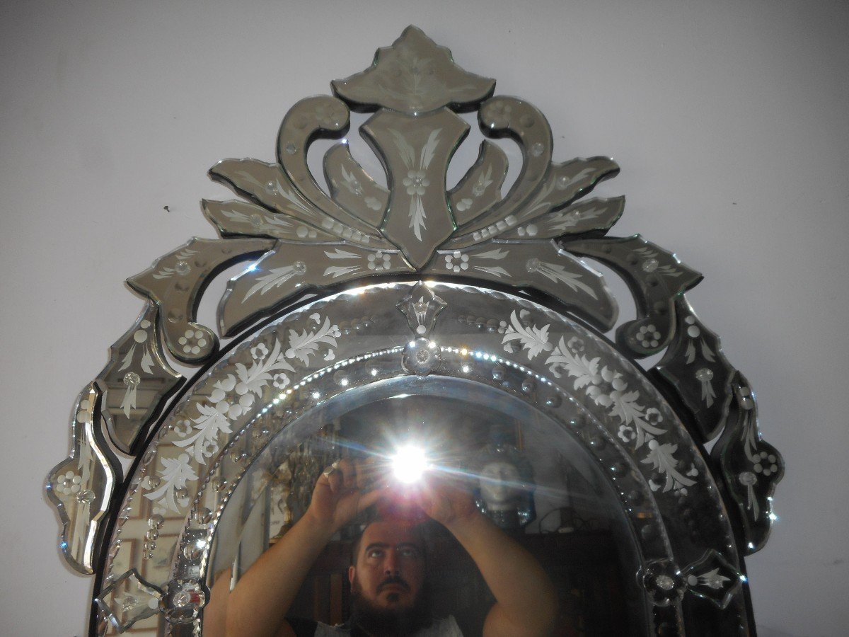 Grand Miroir Vénitien A Parclose époque Début XXe-photo-3