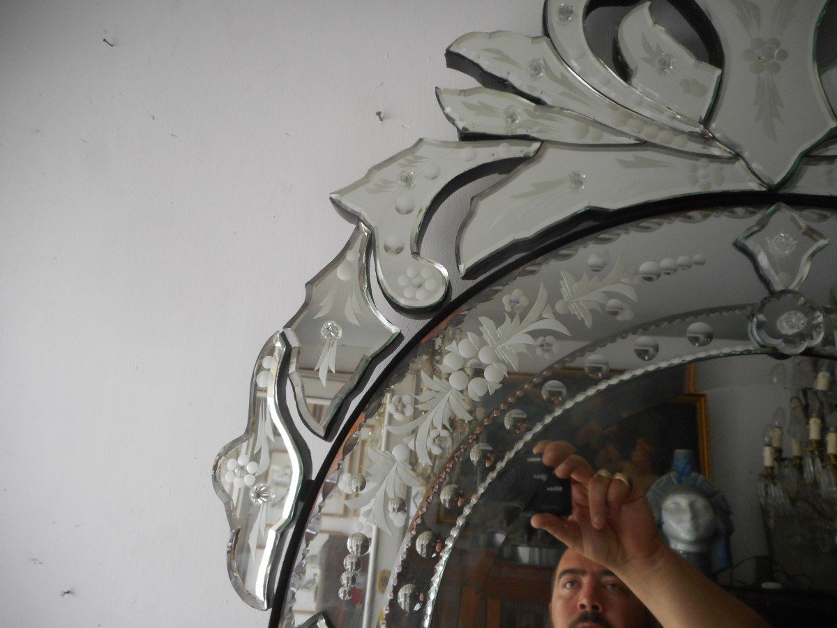 Grand Miroir Vénitien A Parclose époque Début XXe-photo-6