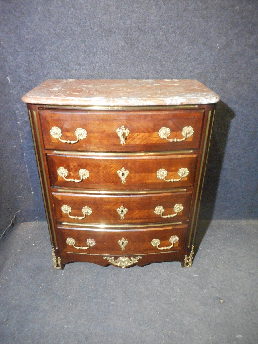 Commode In Marquetry And Gilt Bronze Nineteenth Time-photo-2