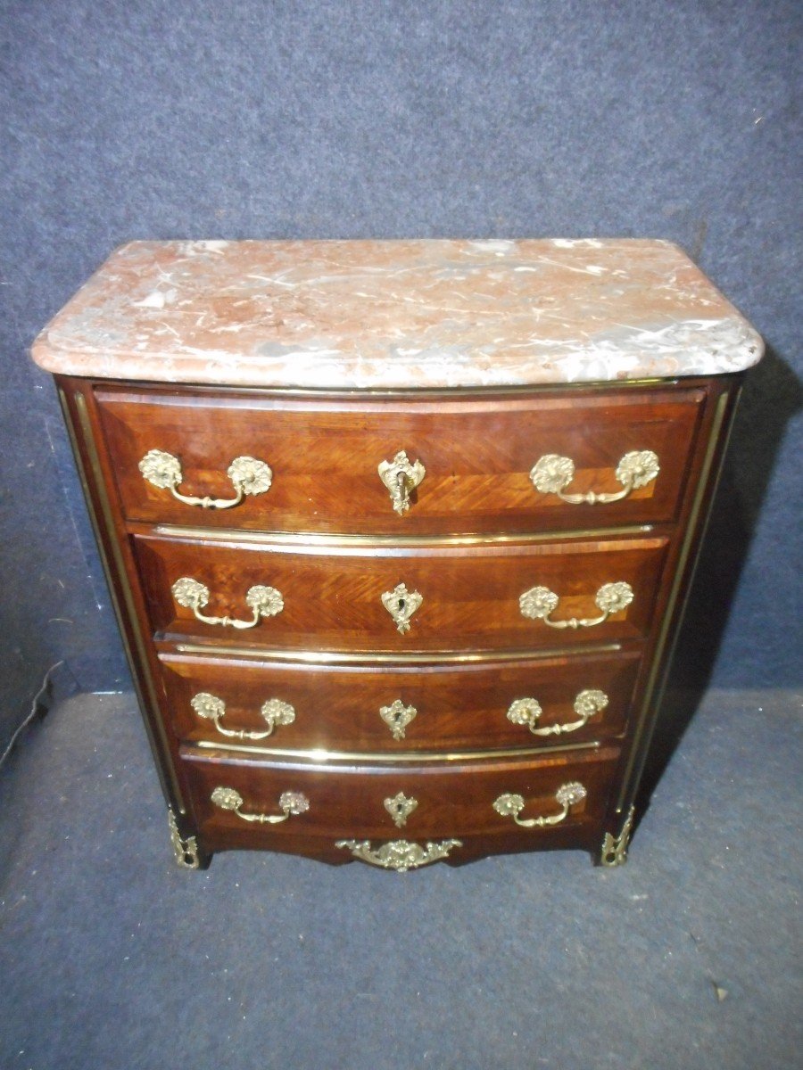 Commode In Marquetry And Gilt Bronze Nineteenth Time-photo-3