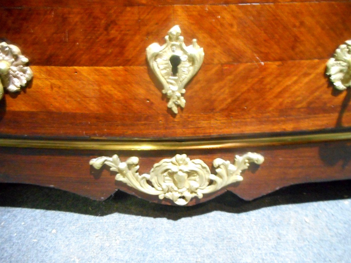 Commode In Marquetry And Gilt Bronze Nineteenth Time-photo-3