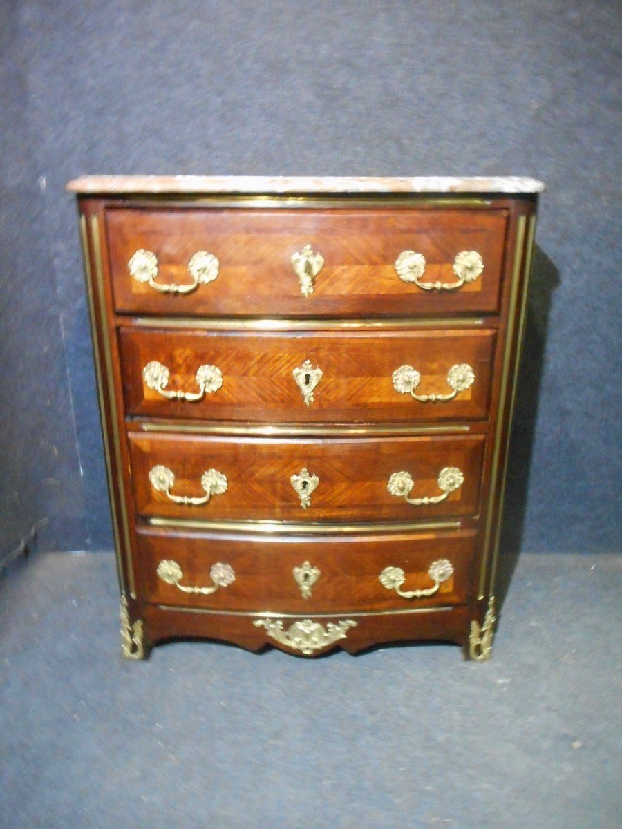 Commode In Marquetry And Gilt Bronze Nineteenth Time