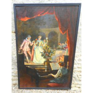 Grande Peinture Scène De Théâtre De Adrien Moreau Néret 1860-1944