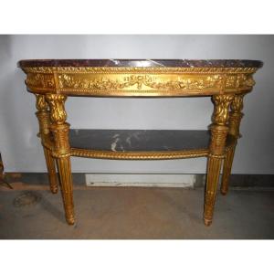 Large Louis XVI Console In Golden Wood Late Eighteenth Century Period