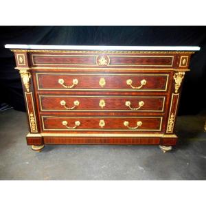 Chest Of Drawers Stamped Wassmus In Marquetry And Gilt Bronze