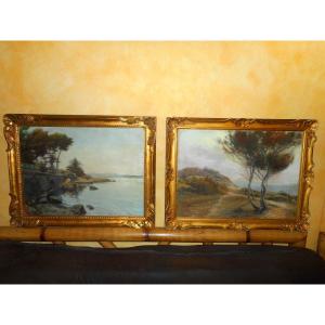 Paire de tableaux Paysages impressionniste De Francesco Filippini 1853-1895