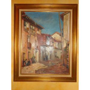 Painting Provençal Scene By Pierre Valade (1909-1971)