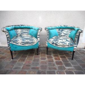 Pair Of Large Art Deco Period Armchairs