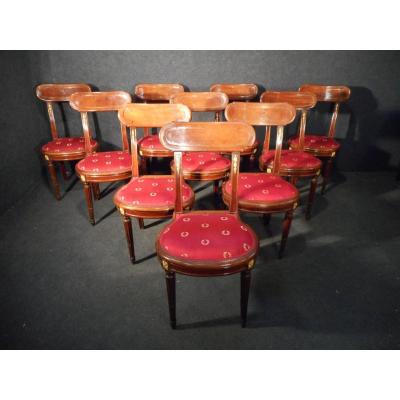 Serie De Ten Chairs Mahogany From Cuba And Gilt Bronze XIXth