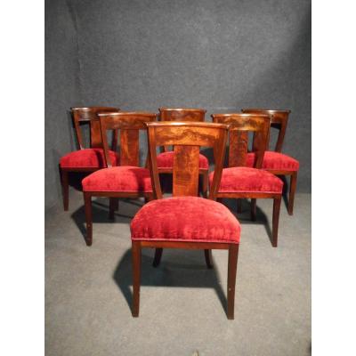 Set Of 6 Chairs Restoration Period Mahogany Of Cuba