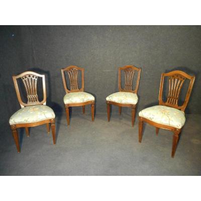 Set Of Four Walnut Chairs Eighteenth Time Stamped