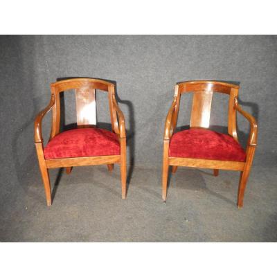 Pair Of Mahogany Armchairs Of Cuba Restoration Period