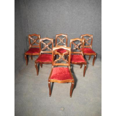 Set Of 6 Chairs Restoration Period Mahogany Of Cuba