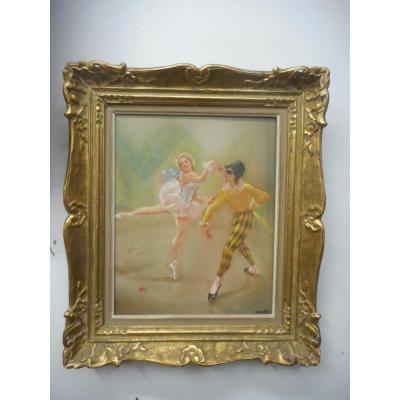 Pastel Dancer And Harlequin Painting By Menkes