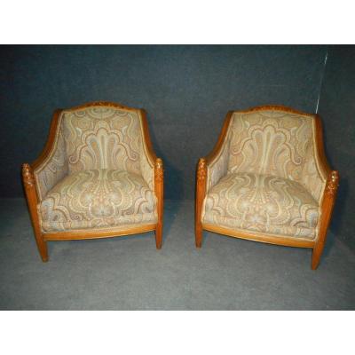 Large Pair Of Armchair Art Deco Period