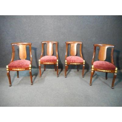 Series Of Cuban Mahogany Chairs Restoration Period Model With Dolphins