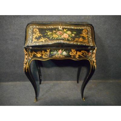 Slope Desk Napoleon III Inlay Mother Of Pearl And Gilding
