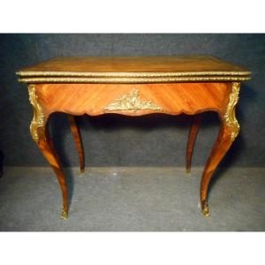 Napoleon III System Game Table In Marquetry And Gilt Bronze