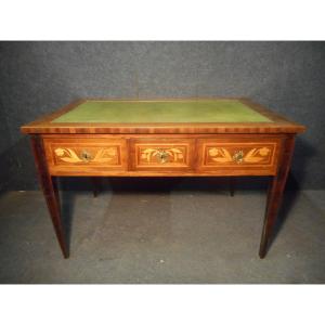 Early Nineteenth Time Desk In Stamped Marquetry