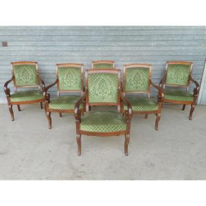 Series Of 6 Mahogany Armchair Restoration Period