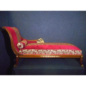 Daybed In Mahogany And Golden Wood Empire Period With Swan Neck