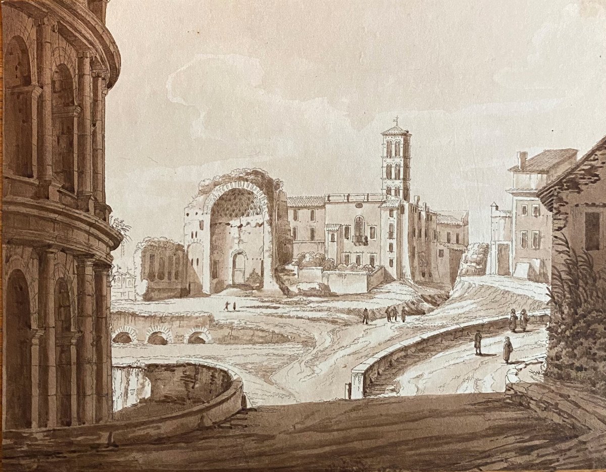 Rare Suite Of 11 Watercolors On Engraved Line By Antonio Acquaroni (1800-1874) -photo-3
