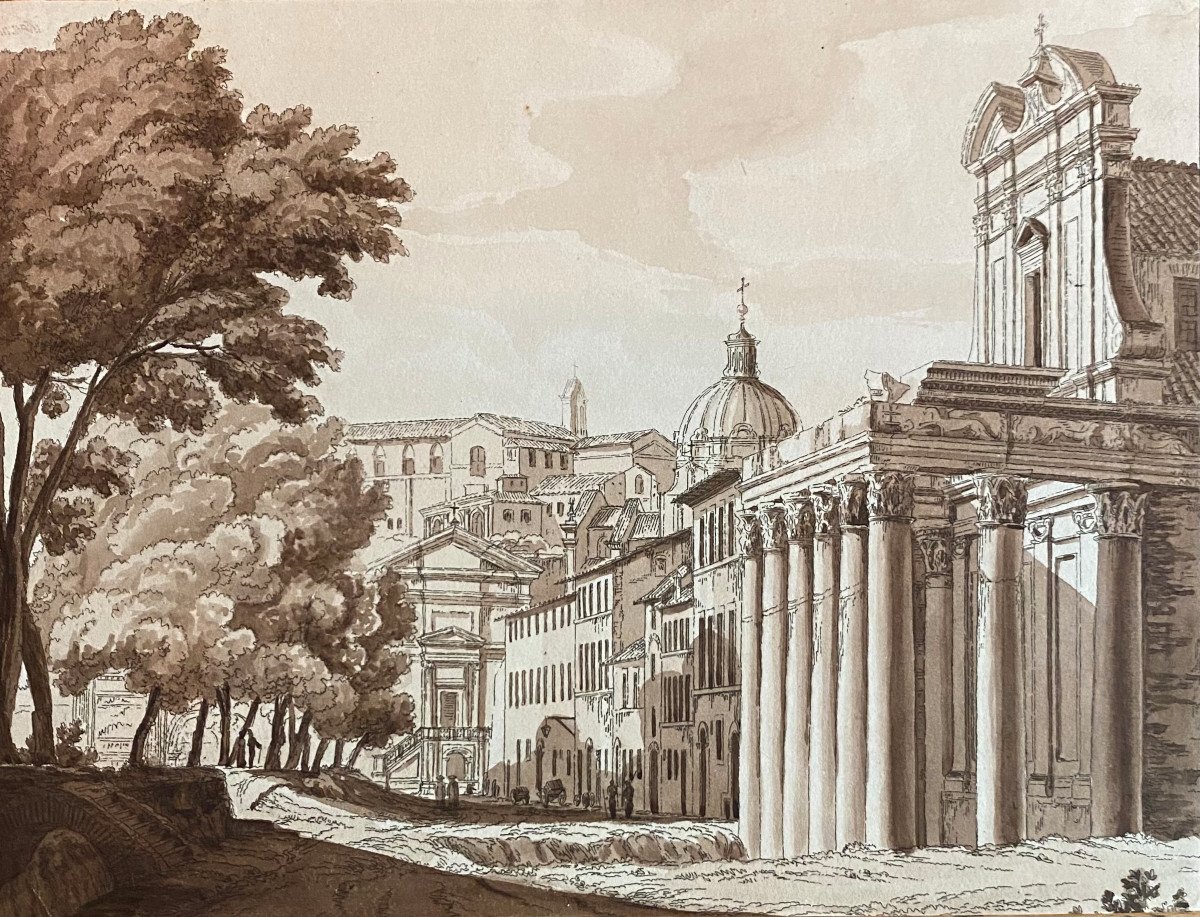 Rare Suite Of 11 Watercolors On Engraved Line By Antonio Acquaroni (1800-1874) -photo-4