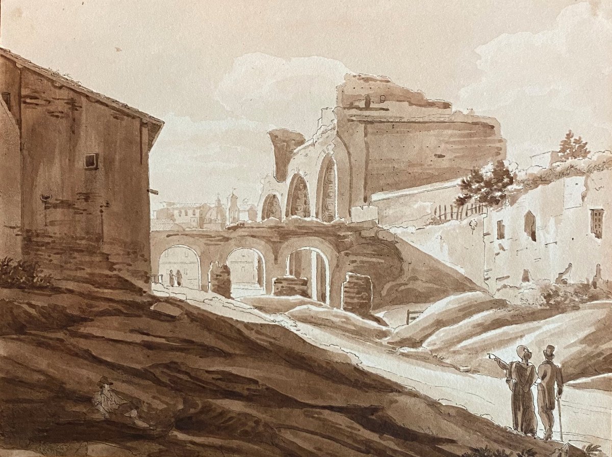 Rare Suite Of 11 Watercolors On Engraved Line By Antonio Acquaroni (1800-1874) -photo-5
