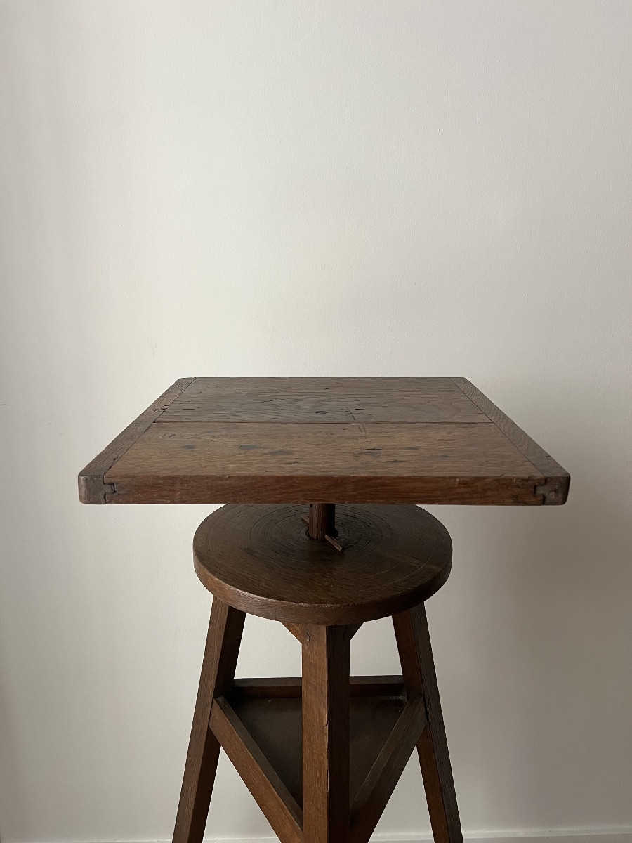 Sellette d’atelier de sculpteur en chêne fin XIXe-photo-3