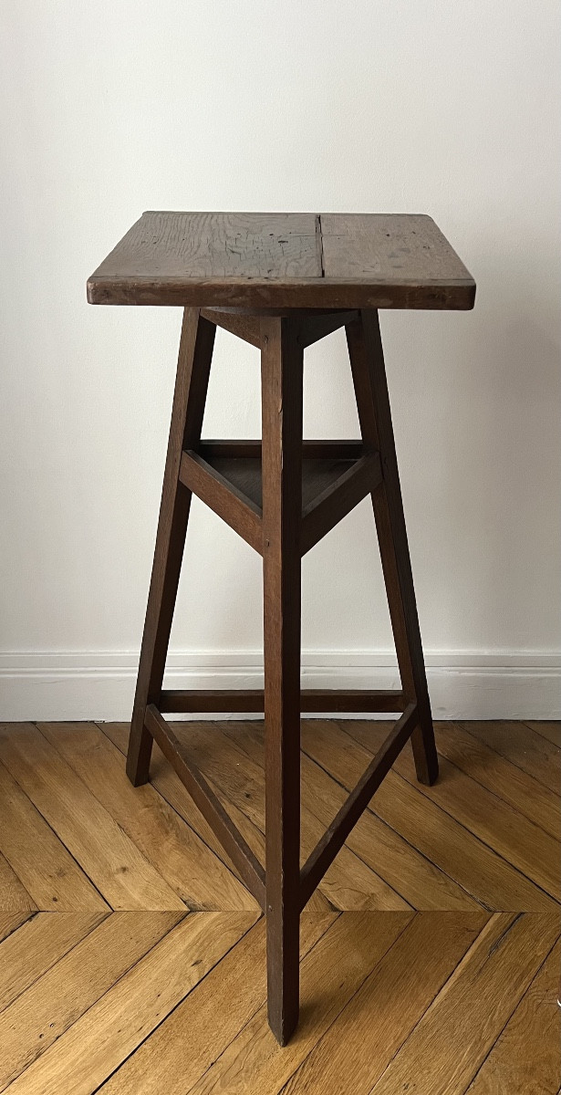 Sellette d’atelier de sculpteur en chêne fin XIXe