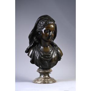 French School Circa 1820 - Bust Of A Young Woman In The Antique Style