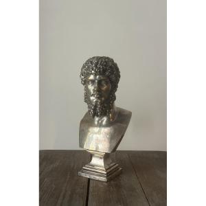 Buste de Lucius Verus, fin XIXe, bronze argenté