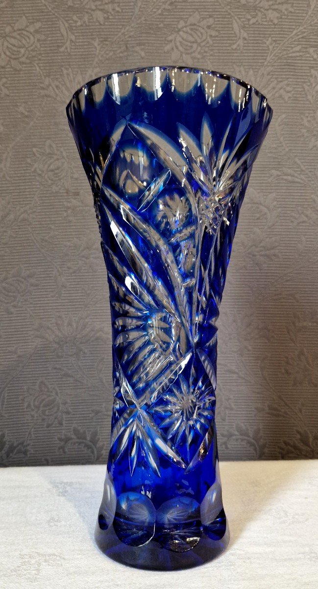 Bohemian Crystal Cobalt Blue Vase-photo-2
