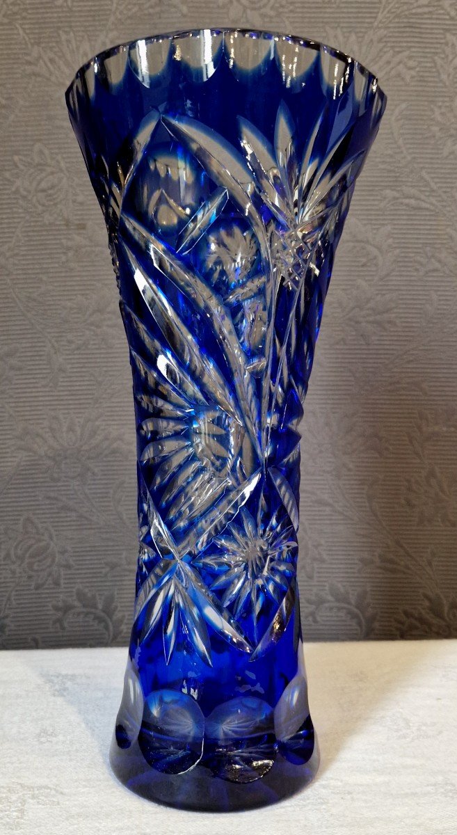 Bohemian Crystal Cobalt Blue Vase-photo-5