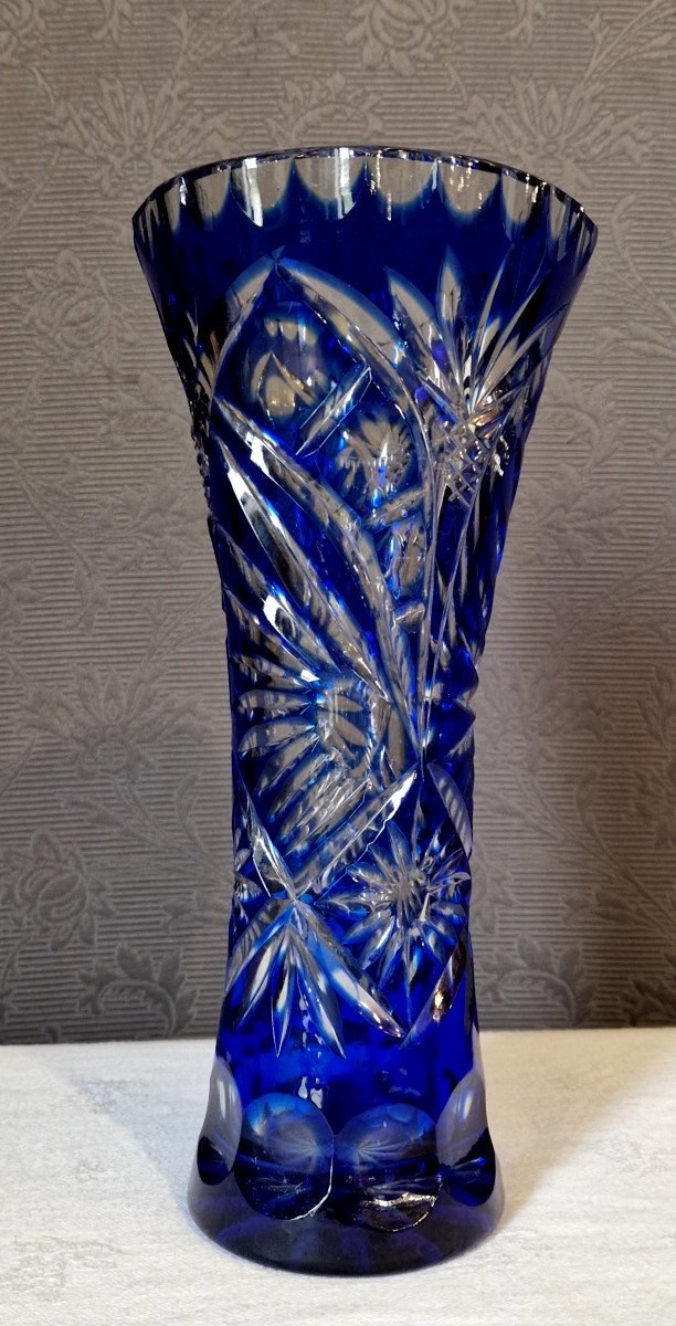 Bohemian Crystal Cobalt Blue Vase