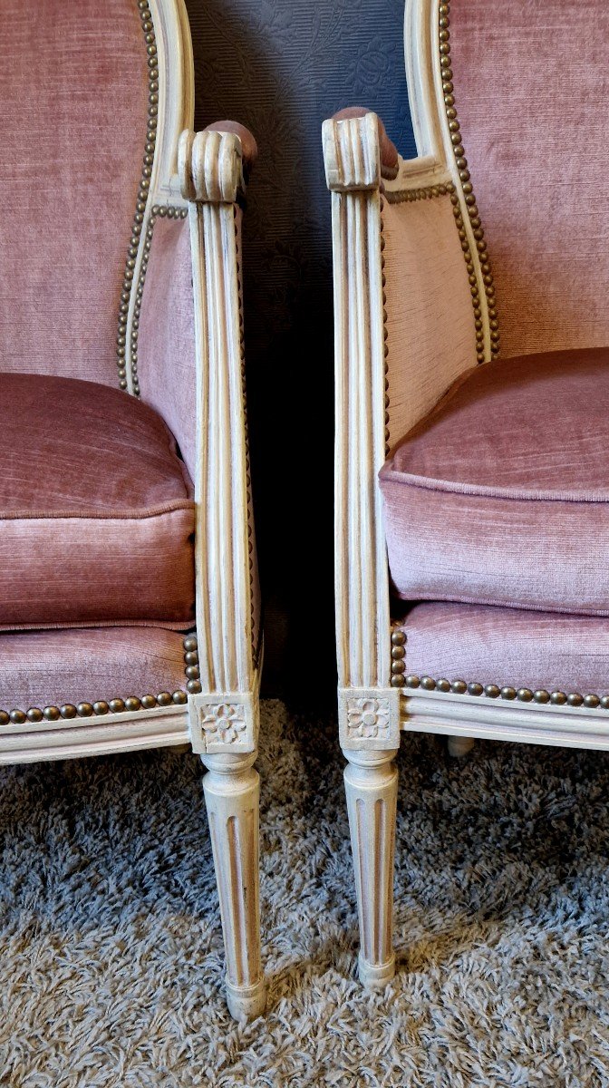 Pair Of Louis XVI Style Lacquered Armchairs-photo-5