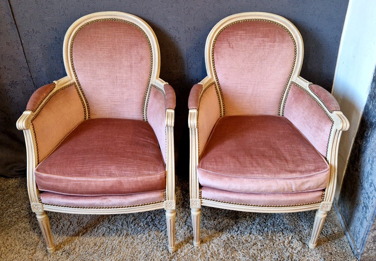 Pair Of Louis XVI Style Lacquered Armchairs