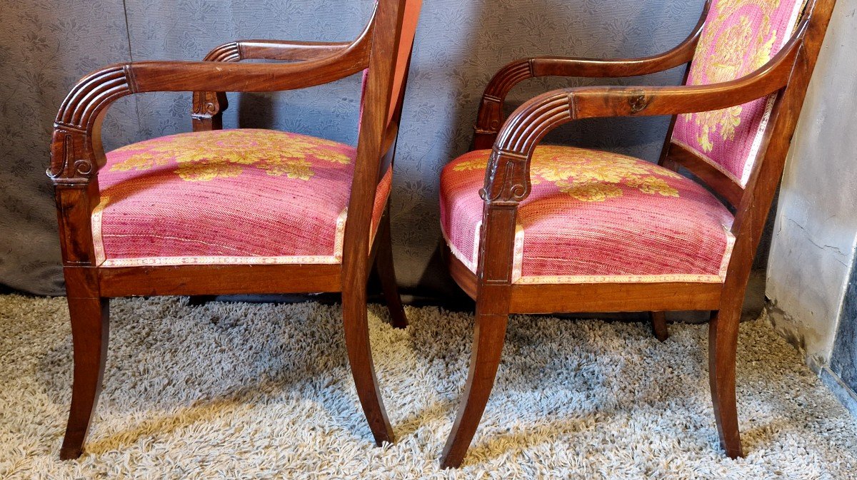 Pair Of Mahogany Armchairs From The Restoration Period-photo-4