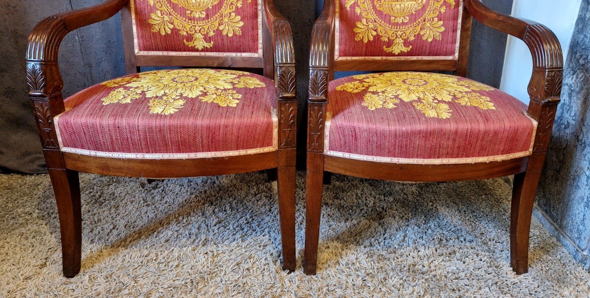 Pair Of Mahogany Armchairs From The Restoration Period-photo-5