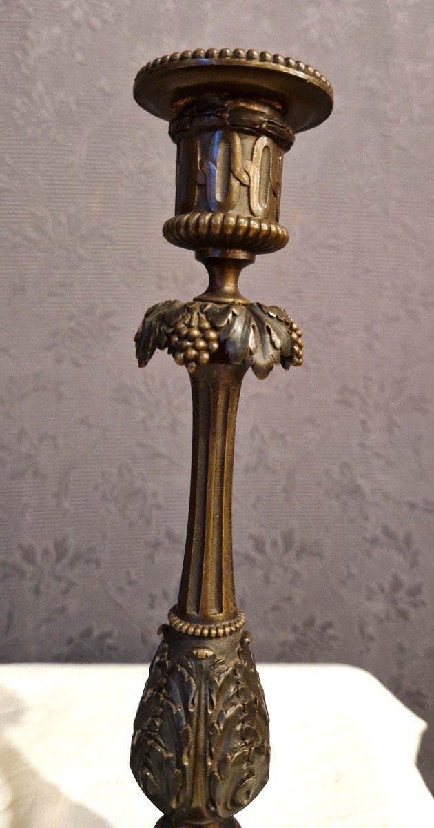 Pair Of XIXth Bronze Candlesticks-photo-7