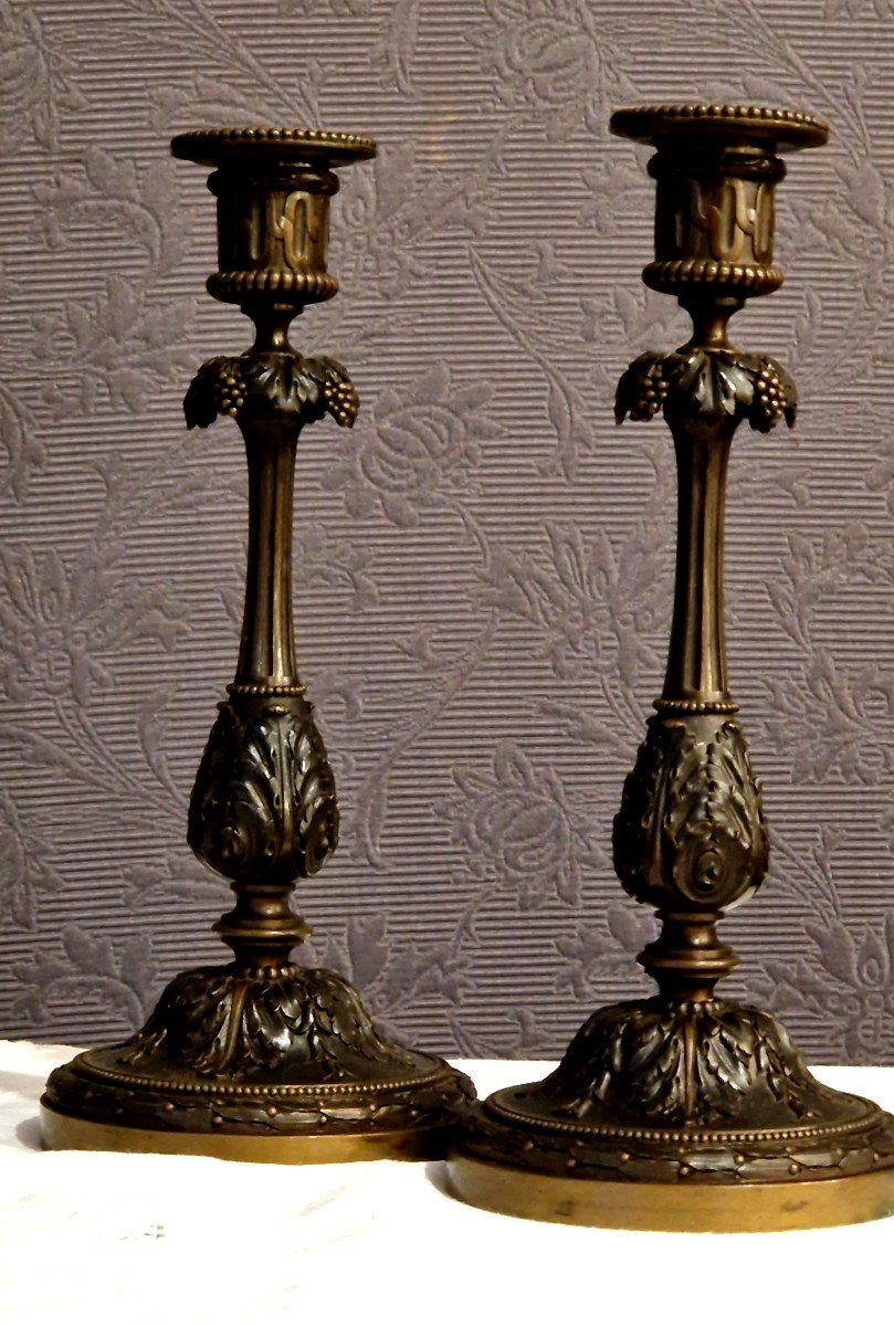 Pair Of XIXth Bronze Candlesticks