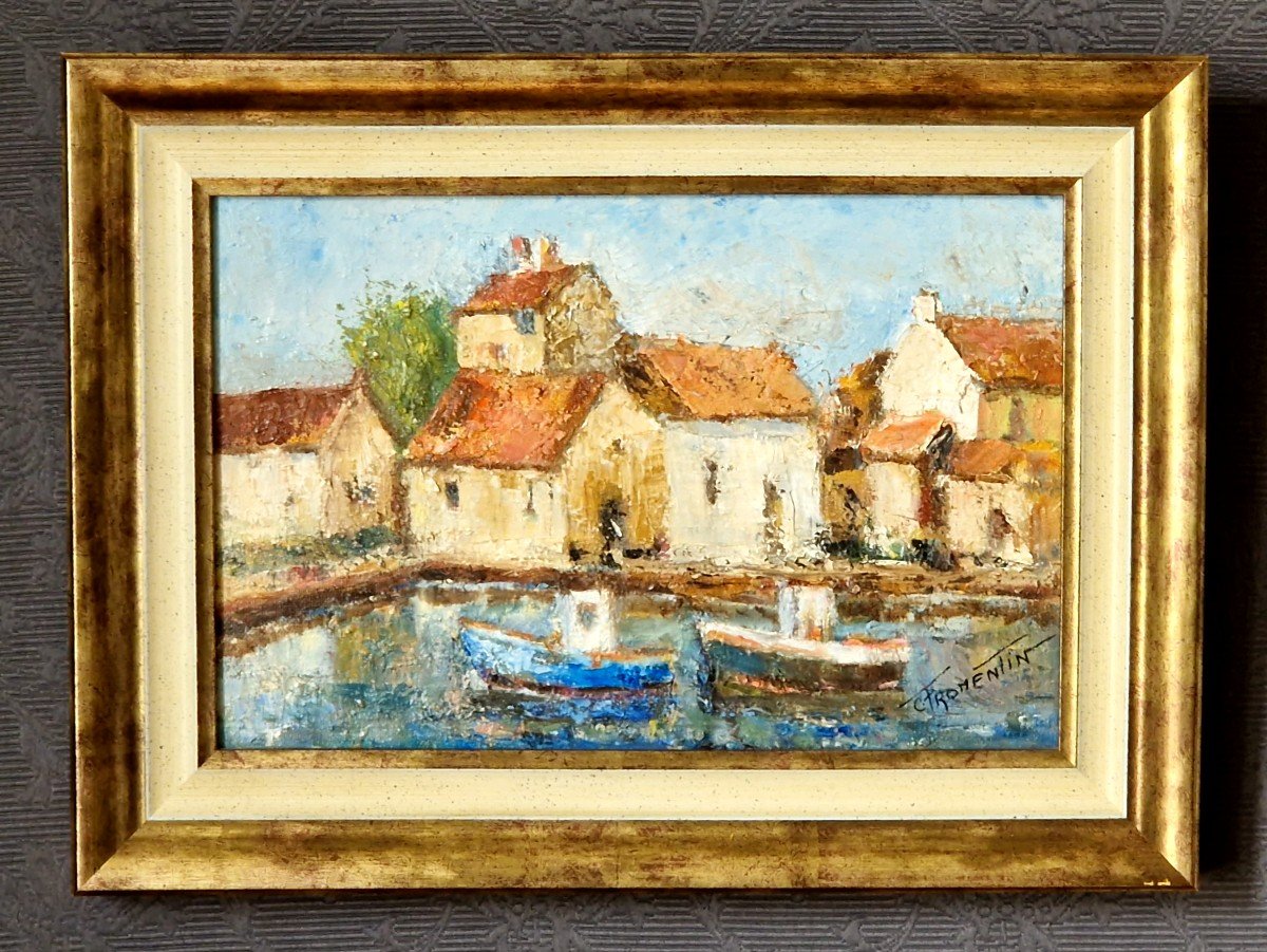 Boats Near Honfleur By Colette Fromentin Twentieth-photo-2