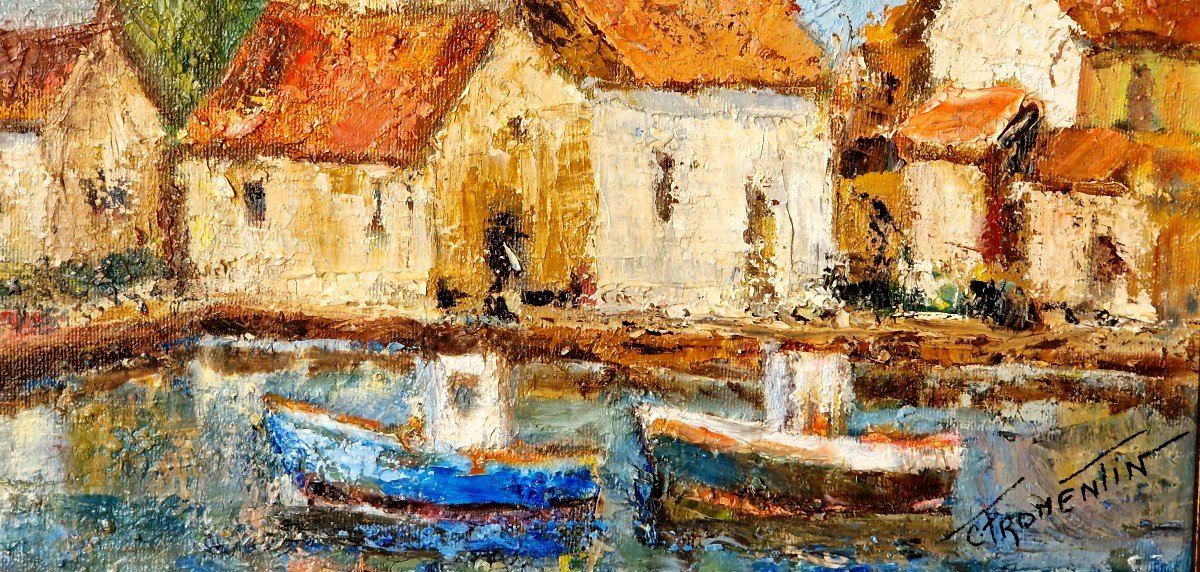 Boats Near Honfleur By Colette Fromentin Twentieth-photo-3