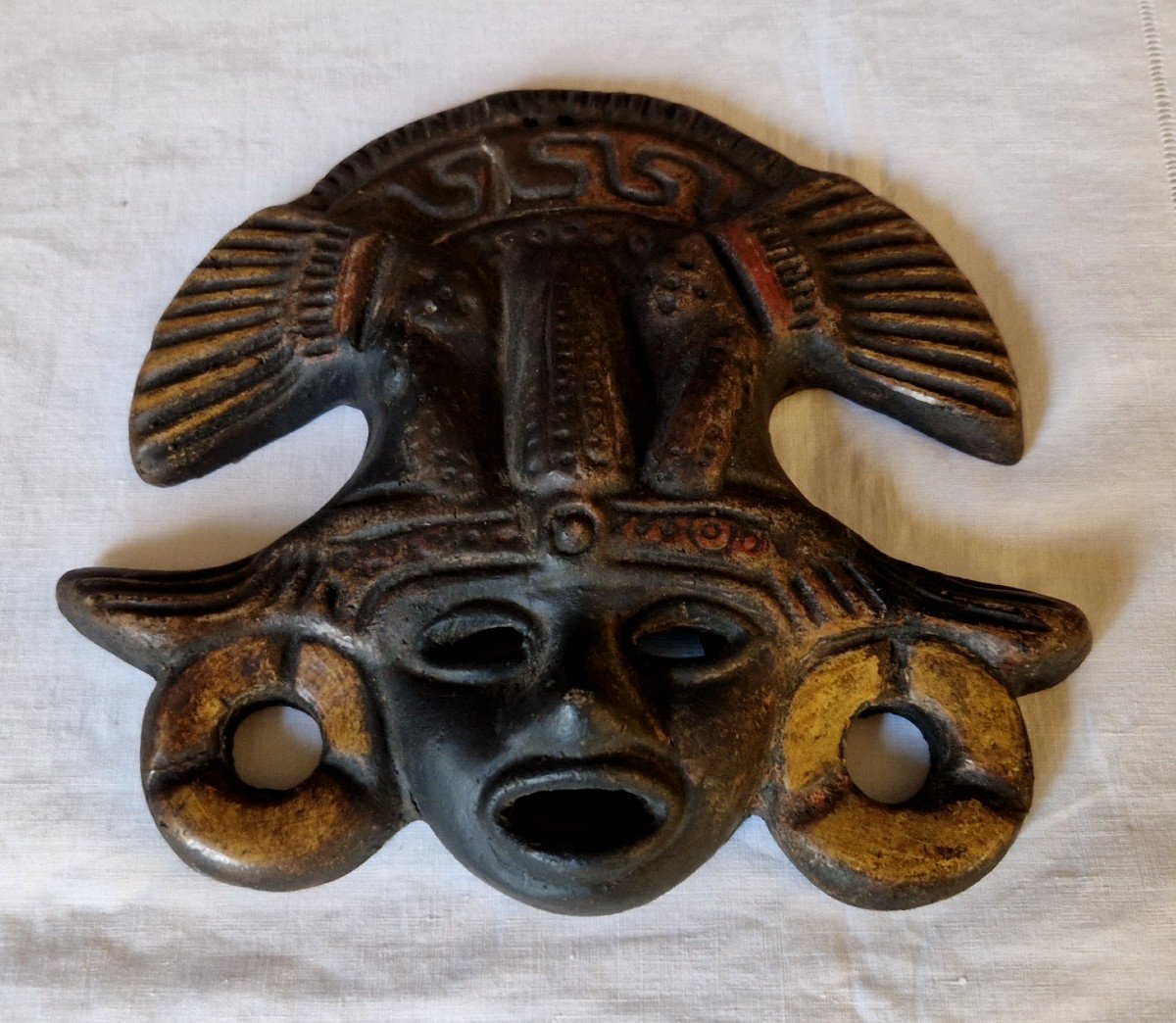 Masque Aztèque En Terre Cuite-photo-7