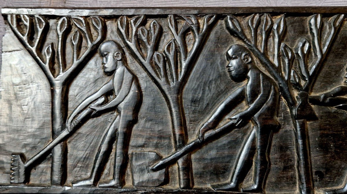 20th Century Decorative Carved Wood Panel-photo-4
